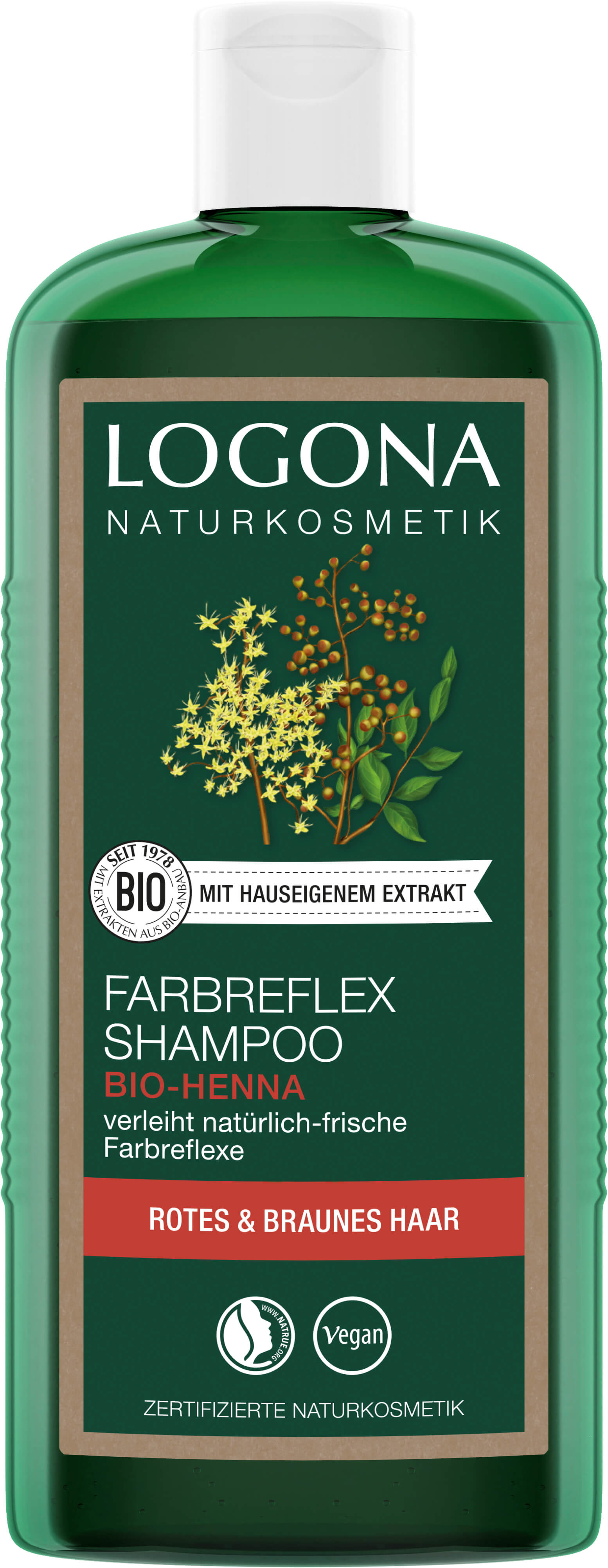 Farbreflex Shampoo Rot-Braun bio-Henna | LOGONA Naturkosmetik