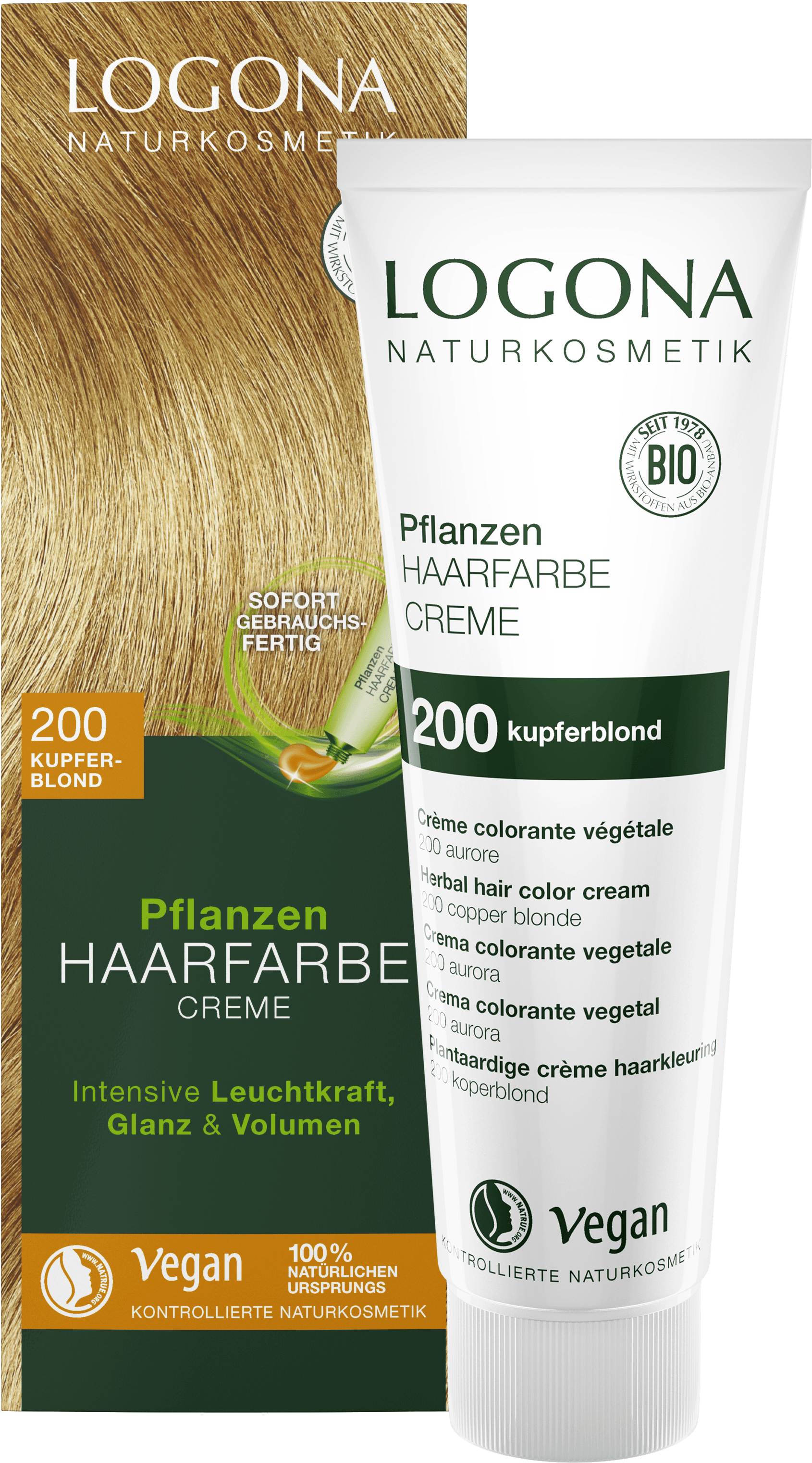 | Kupferblond Pflanzen-Haarfarbe LOGONA Naturkosmetik 200 Creme