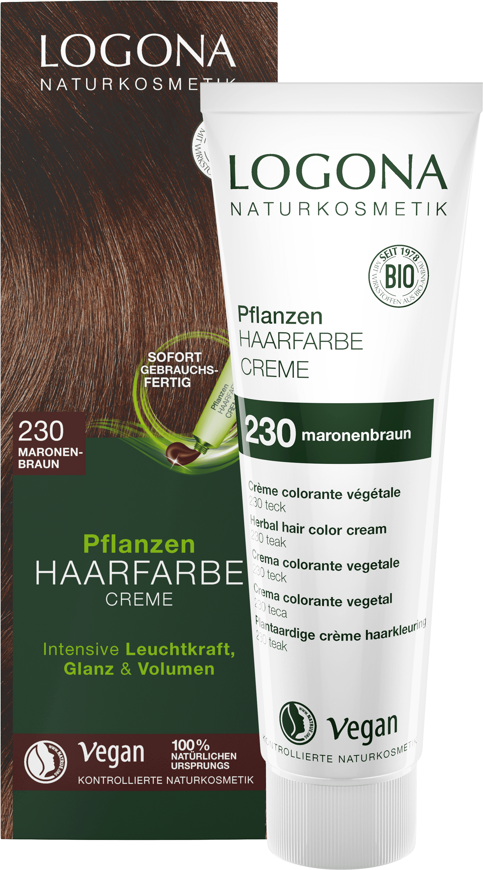 Creme Maronenbraun | LOGONA Naturkosmetik Pflanzen-Haarfarbe 230