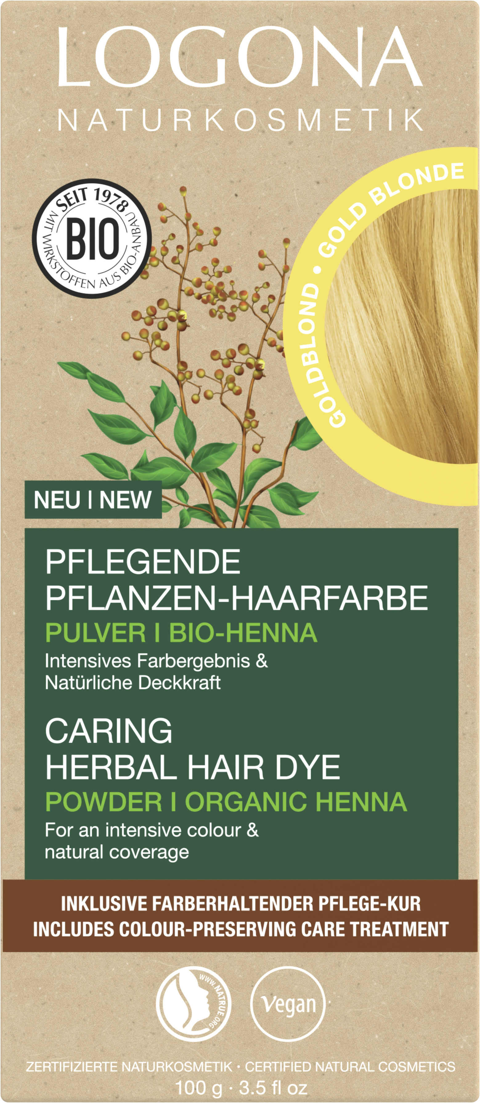 Pflanzen-Haarfarbe Pulver GOLDBLOND | LOGONA Naturkosmetik