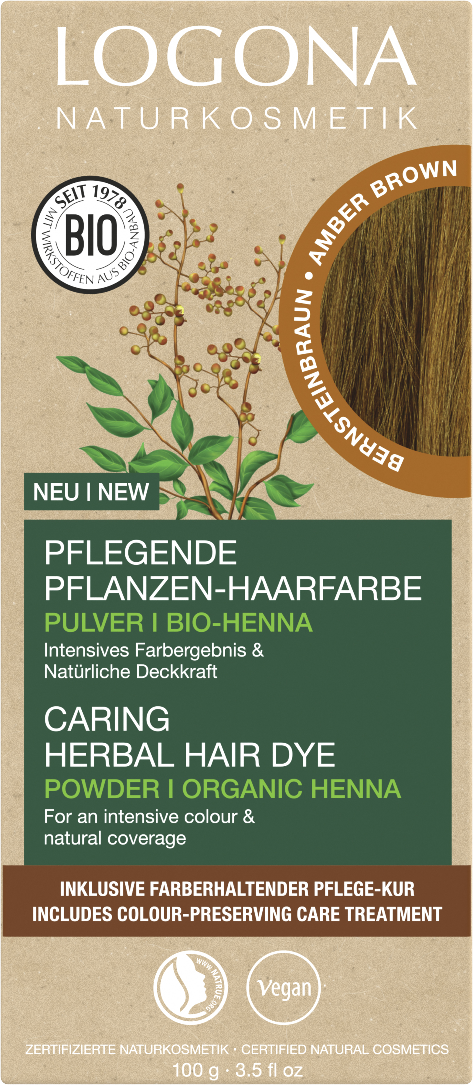 Herbal Hair Colour Powder 060 nut brown | LOGONA Natural Cosmetics