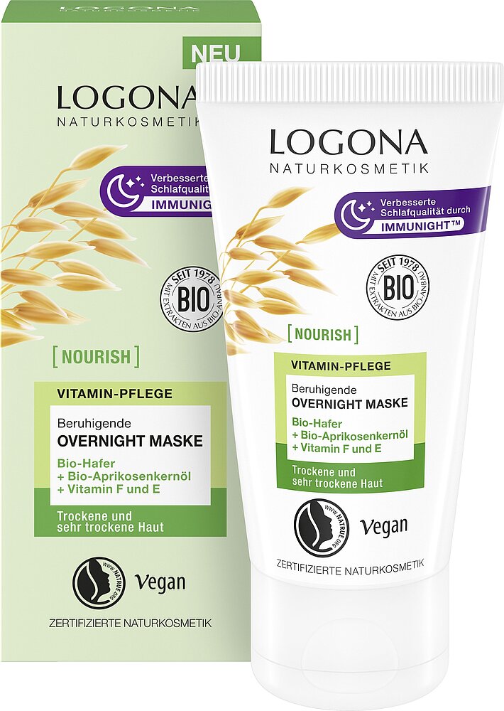 NOURISH beruhigende Overnight Maske mit Bio-Hafer + Vitamin F und E, 50ml