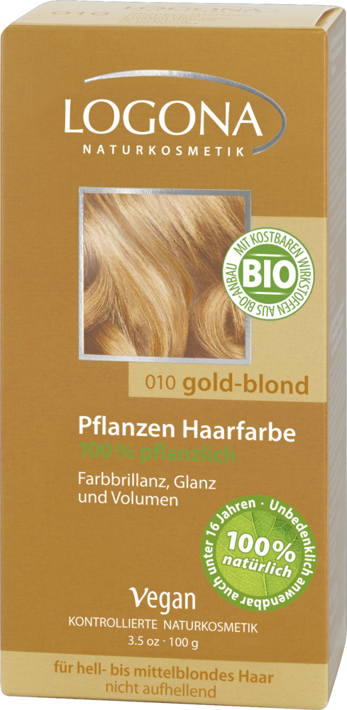 Pflegende LOGONA Pulver Pflanzen-Haarfarbe Naturkosmetik Goldblond |
