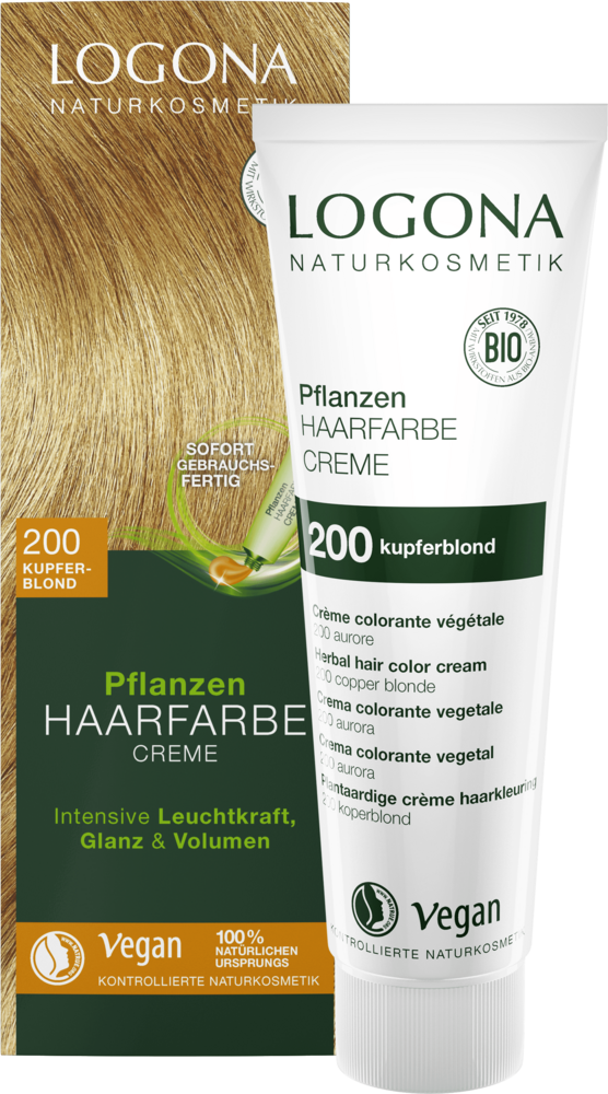 Pflanzen-Haarfarbe Creme 200 Kupferblond | LOGONA Naturkosmetik