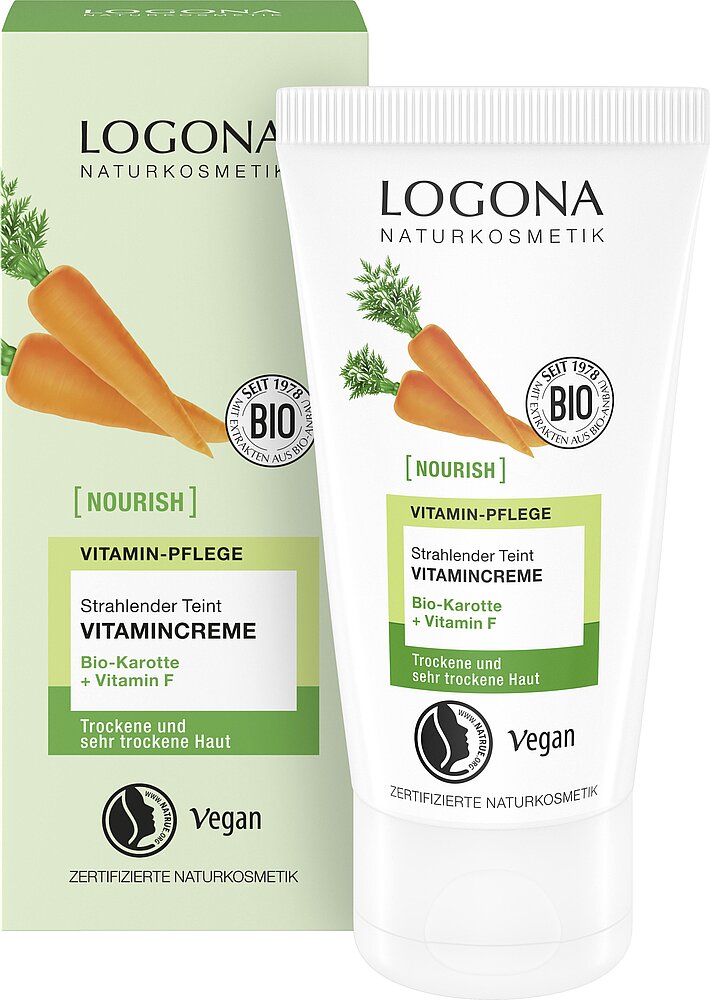 NOURISH strahlender Teint Vitamincreme mit Bio-Karotte + Vitamin F, 50ml